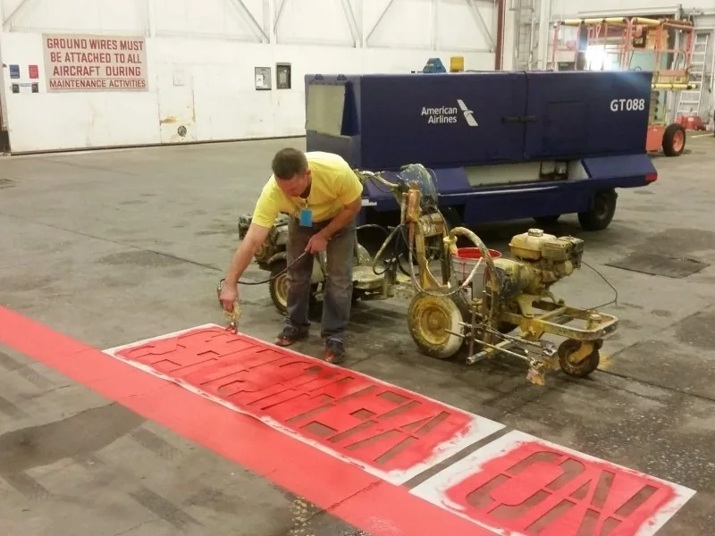 Warehouse Line Striping - Aircraft Hangar Floor Marking