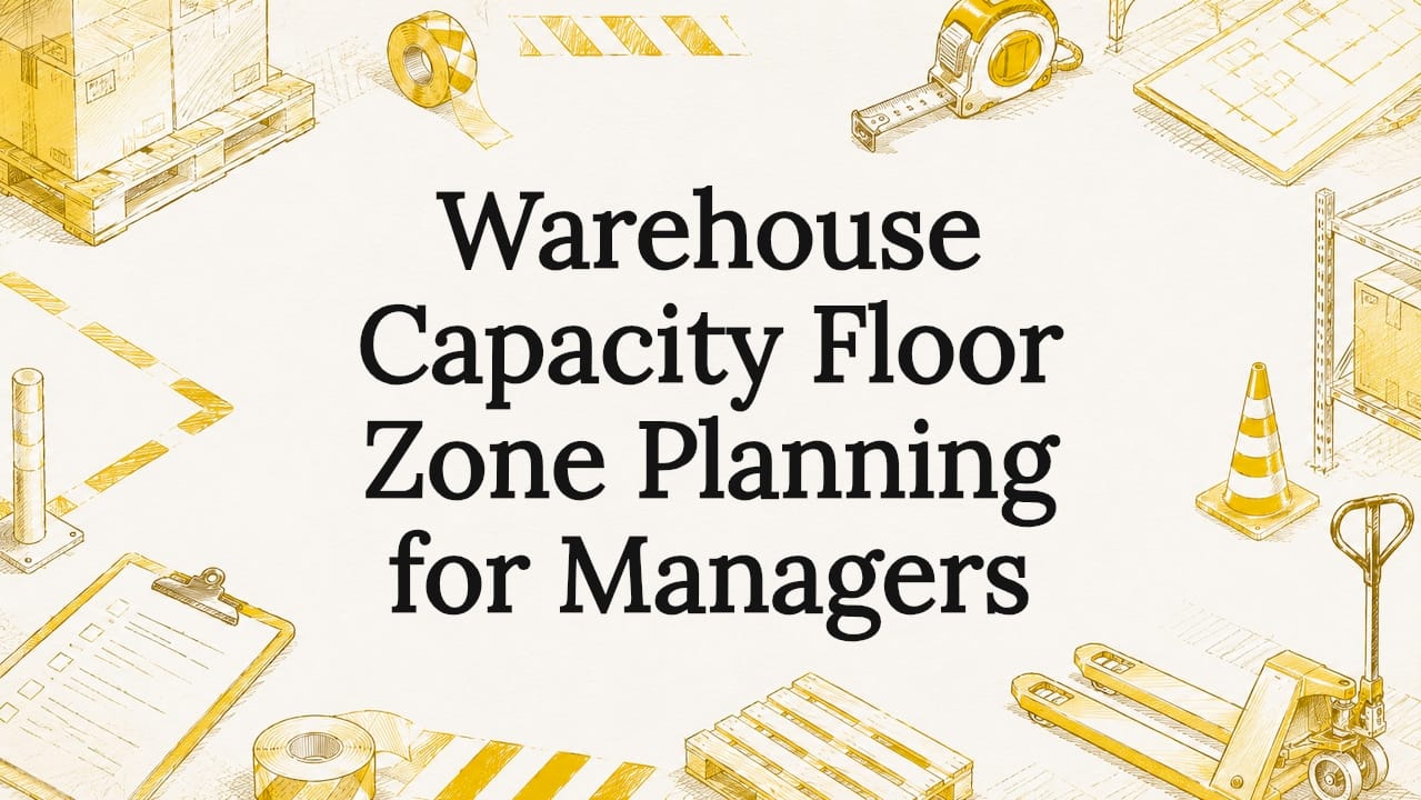 Decorative title card illustration for warehouse planning
