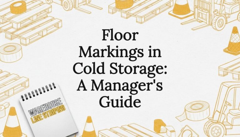 Decorative title card illustration with warehouse elements