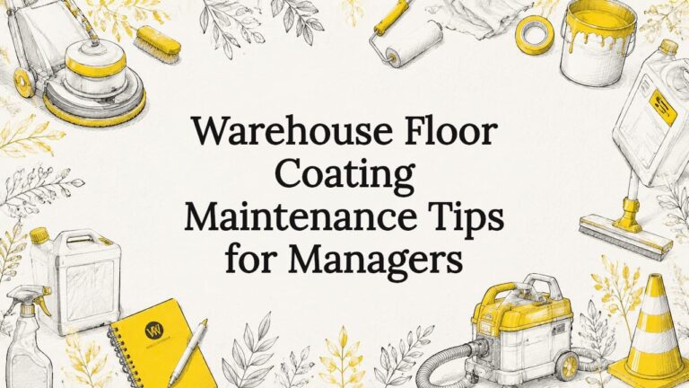Decorative warehouse floor maintenance title card