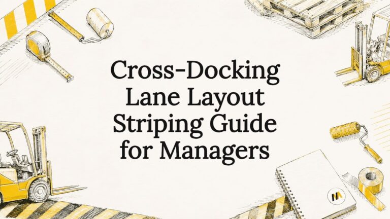 Decorative title card illustration for cross-docking lane striping
