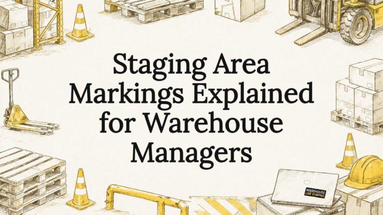 Decorative title card illustration for warehouse staging area article