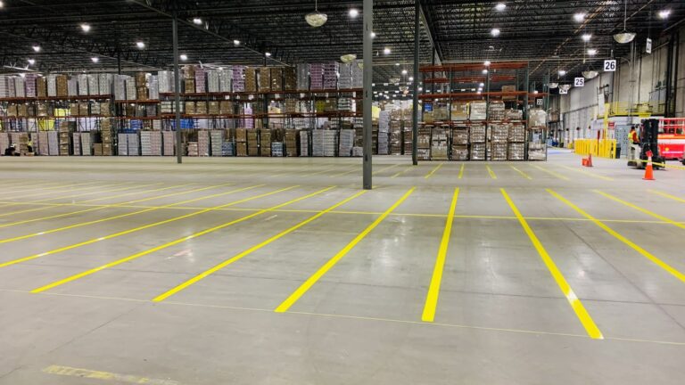 Boost Safety and ROI with Expert Warehouse Floor Striping in Mount Holly NC